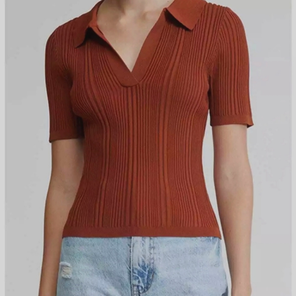 MINKPINK Alba Knit Polo Top EUC
